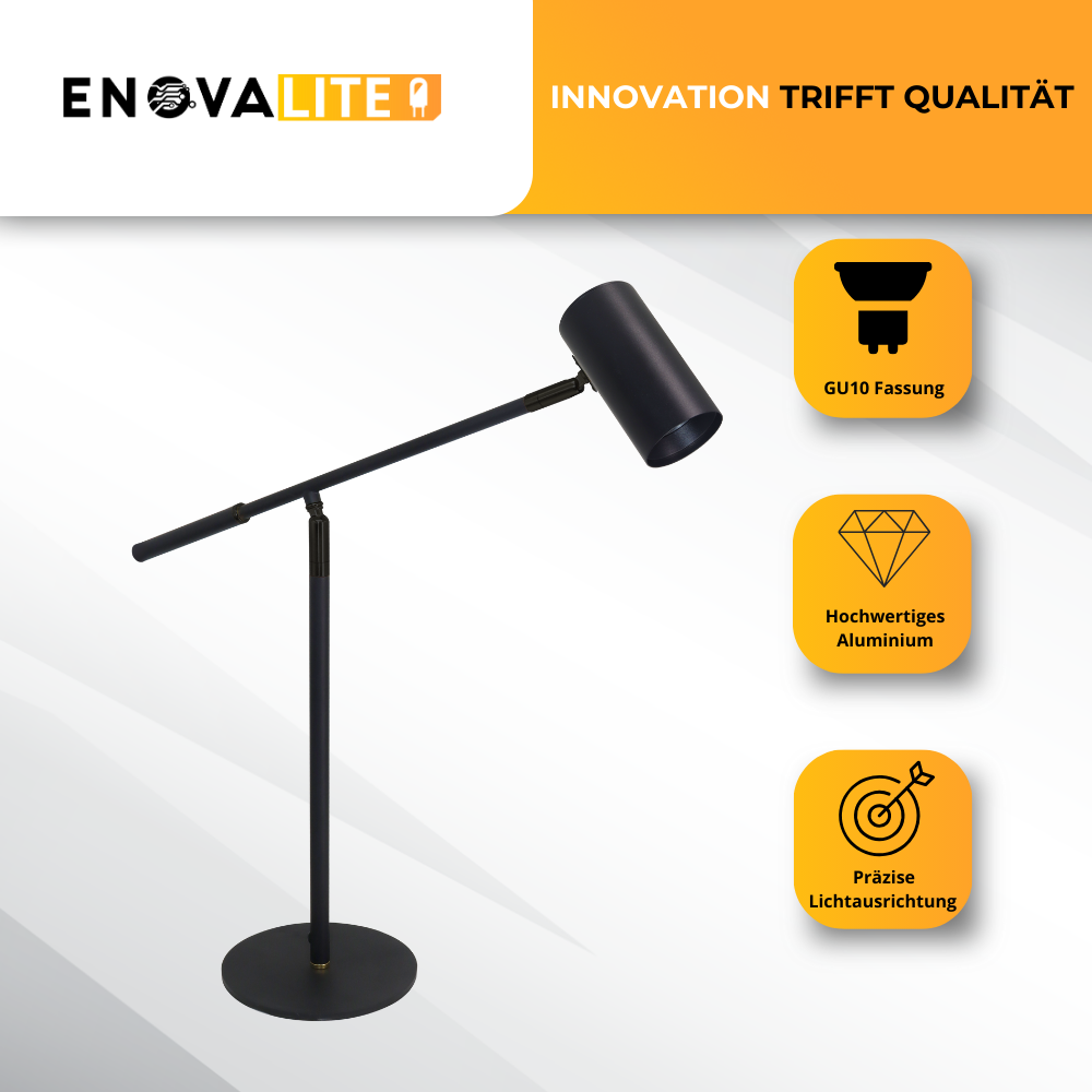 LED-Tischleuchte, schwarz, aus Aluminium, 1-flammig, GU10-Fassung, IP20.