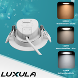 5er Pack LED CCT Downlight schwenkbar, 7W, 718lm, 38°, IP44, 3000K-4000K-6000K einstellbar.
