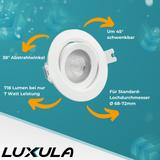 3er Pack LED CCT Downlight schwenkbar, 7W, 718lm, 38°, IP44, 3000K-4000K-6000K einstellbar.