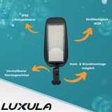 2er Pack LED-Straßenleuchte, Wegeleuchte, 150 W, 17500 lm, 5000 K (neutralweiß), IP65, Ø48-60 mm.