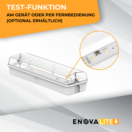 LED-Fluchtwegleuchte, 8 h Notlicht, Notausgang mit Notstromeinheit, TEST-Funktion, Wandmontage, IP65.