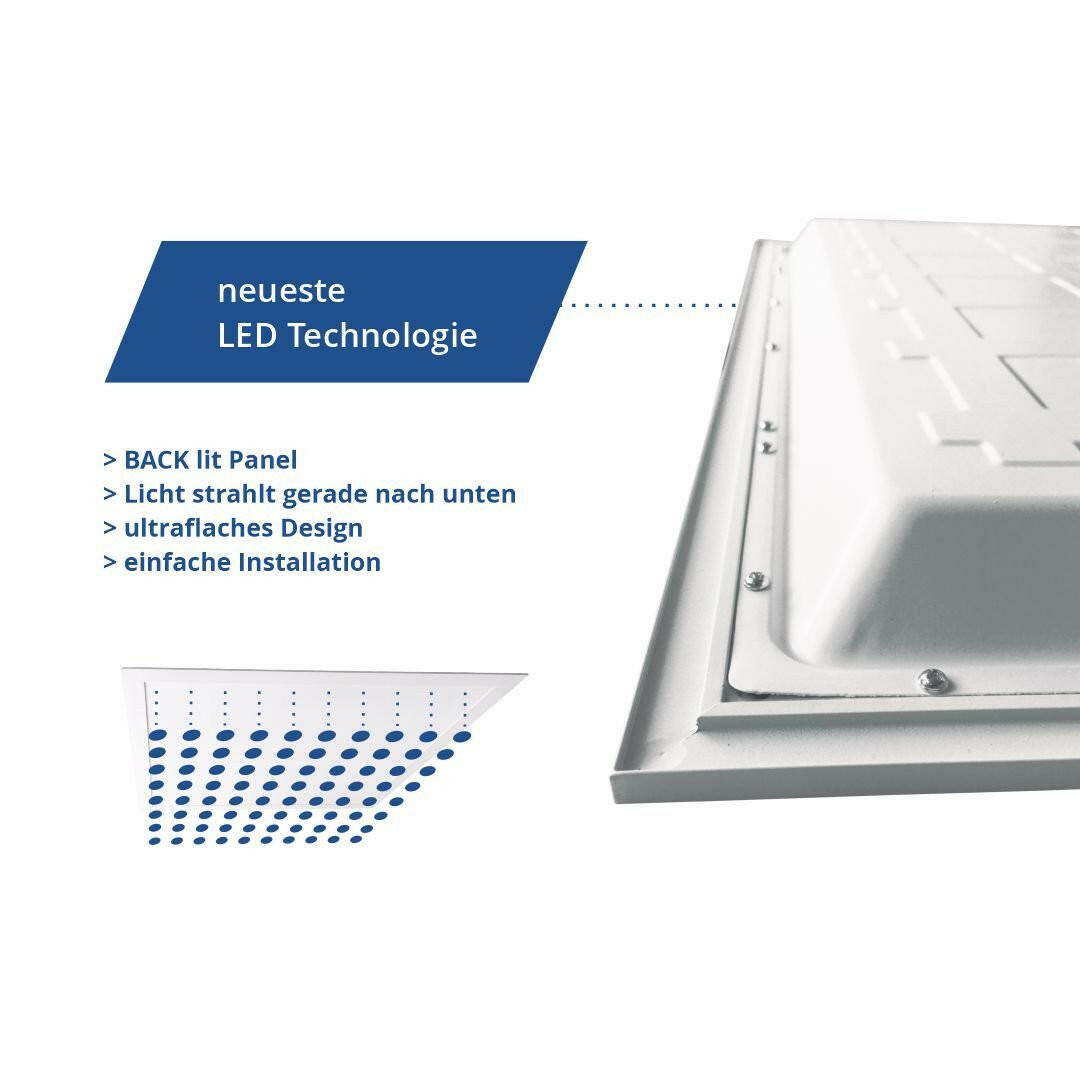 10er Pack Backlight-LED-Panel, 60x60 cm, 25 W, 4000 lm, 4500 K.