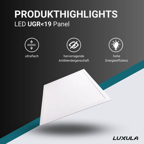 2er Pack LED Panel, 62x62 cm, UGR<19, 36W, 3600lm, 4000K.