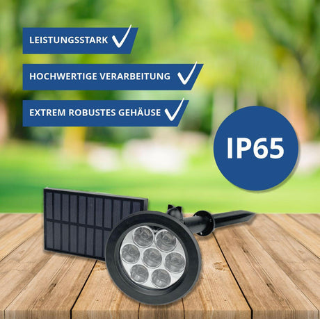 2er-Pack LED Solar-Gartenspot, mit Spieß, 1,5 W, 6000 K, schwarz.