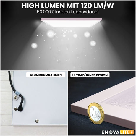4er Pack LED Panel, 62x62 cm, 36 W, 4320 lm, 4000 K, UGR<19, OSRAM-Driver.