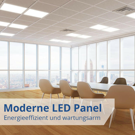 6er-Pack LED-Panel 60x60 cm, CRI95, 45 W, 2700 K, 3600 lm, flimmerfrei.