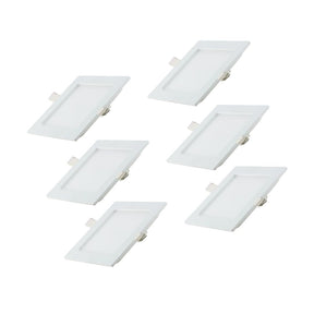 6er Set LED CCT Downlight, 12W, 1190 lm, 165x32mm, 3000-4000-6000K einstellbar, mit Diffusor, eckig.