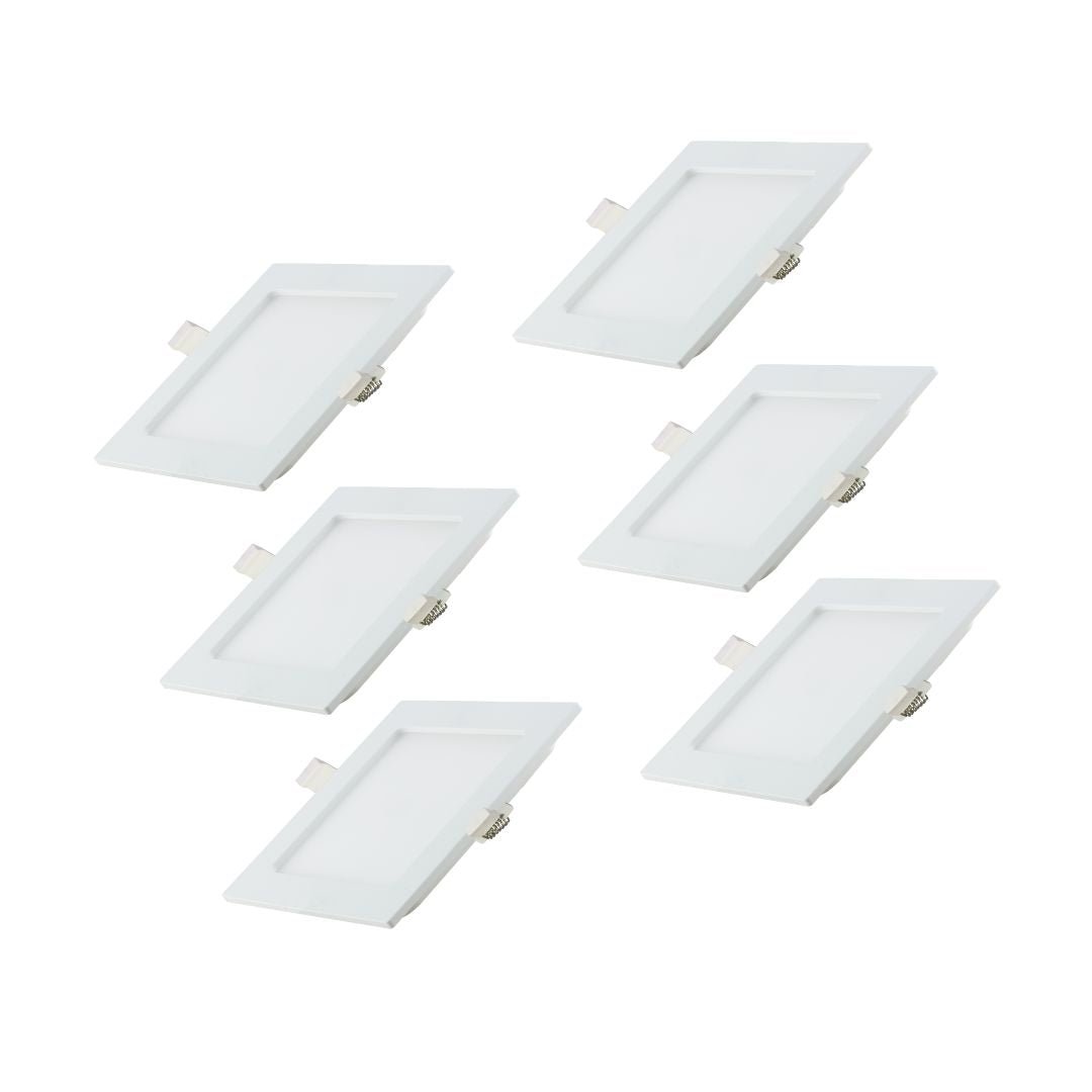 6er Set LED CCT Downlight, 24W, 2565 lm, 220x32mm, 3000-4000-6000K einstellbar, mit Diffusor, eckig.