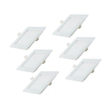 6er Set LED CCT Downlight, 6W, 525 lm, 115x32mm, 3000-4000-6000K einstellbar, mit Diffusor, eckig.