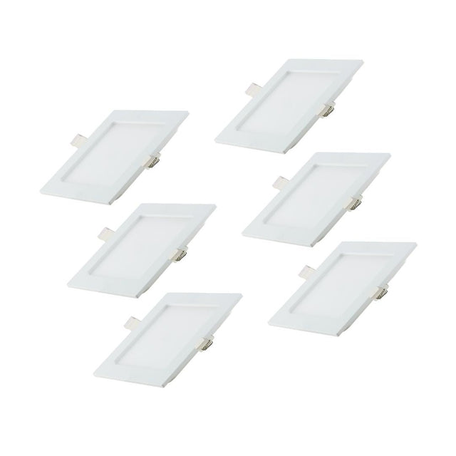 6er Set LED CCT Downlight, 6W, 525 lm, 115x32mm, 3000-4000-6000K einstellbar, mit Diffusor, eckig.