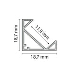 Aluprofil-Set, für LED-Streifen, 45°, Aufbau, mit Diffusor und Clips, 1m.