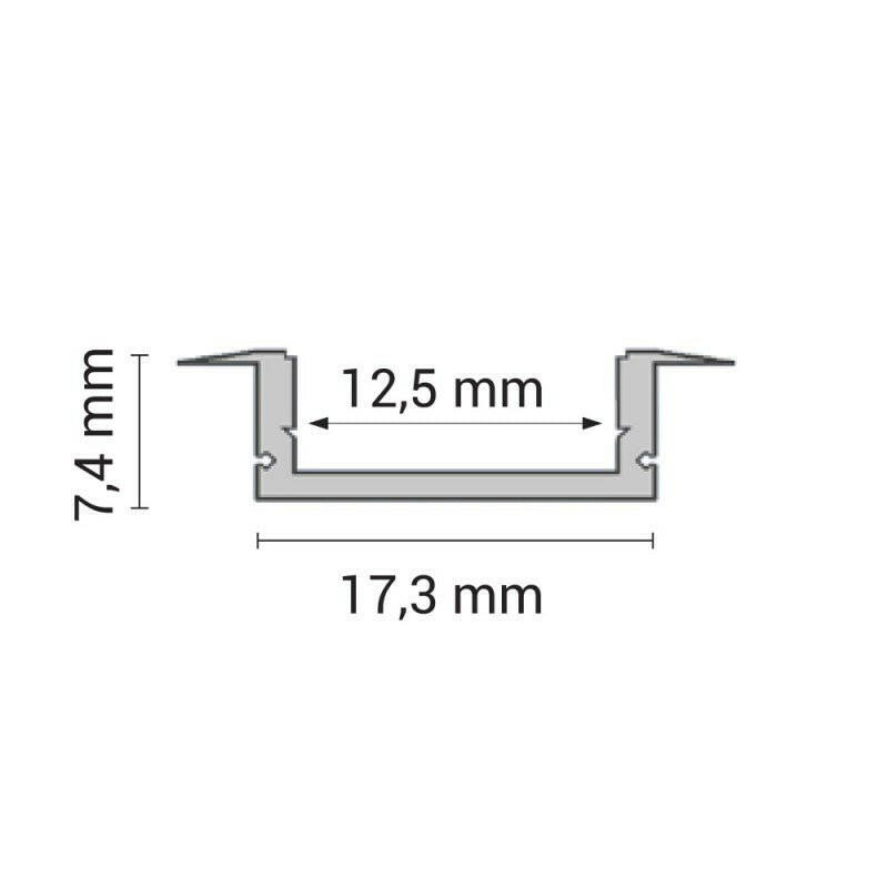 Aluprofil-Set, für LED-Streifen, Einbau, mit Diffusor und Clips, 1m.