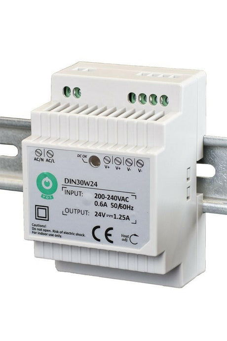 DIN30: Schaltnetzteil, Hutschiene 30 W Serie, Konstantspannung, 24 V DC / 1,25 mA.