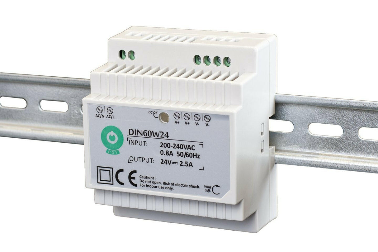 DIN60: Schaltnetzteil, Hutschiene 60 W Serie, Konstantspannung, 24 V DC / 2,5 mA.
