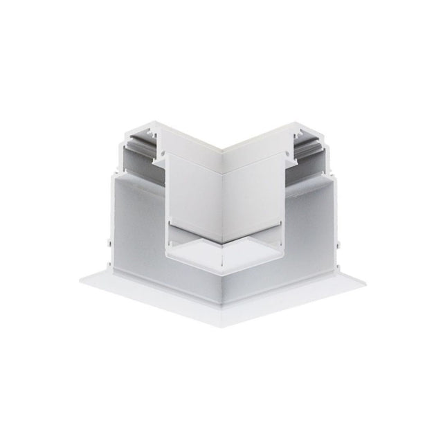 Eckverbinder für LED-Einbau-Schienensystem, R35, 3-Phasen, magnetisch, weiß.