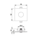 Einbauring für GU10/MR16 Leuchtmittel, IP54, weiß, quadratisch.