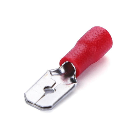Flachsteckhülse, isoliert, 15 Stk., MDD 5,5 - 250 mm, 25 x 6,35 x 5,7 mm, rot.