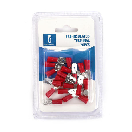 Flachsteckhülse, isoliert, 20 Stk., MDD 2 - 250 mm, 21 x 6,35 x 4,3 mm, rot.