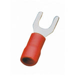 Gabel-Kabelschuhe, isoliert, 15 Stk., 5,5 - 6 mm², 25,5 x 9,8 x 6,7 mm, rot.