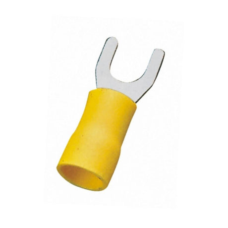 Gabel-Kabelschuhe, isoliert, 20 Stk., 1,25 - 4 mm², 21,7 x 6,4 x 4,3 mm, gelb.