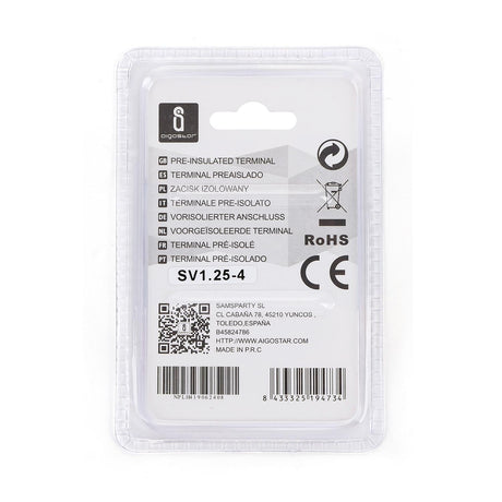 Gabel-Kabelschuhe, isoliert, 20 Stk., 1,25 - 4 mm², 21,7 x 6,4 x 4,3 mm, rot.
