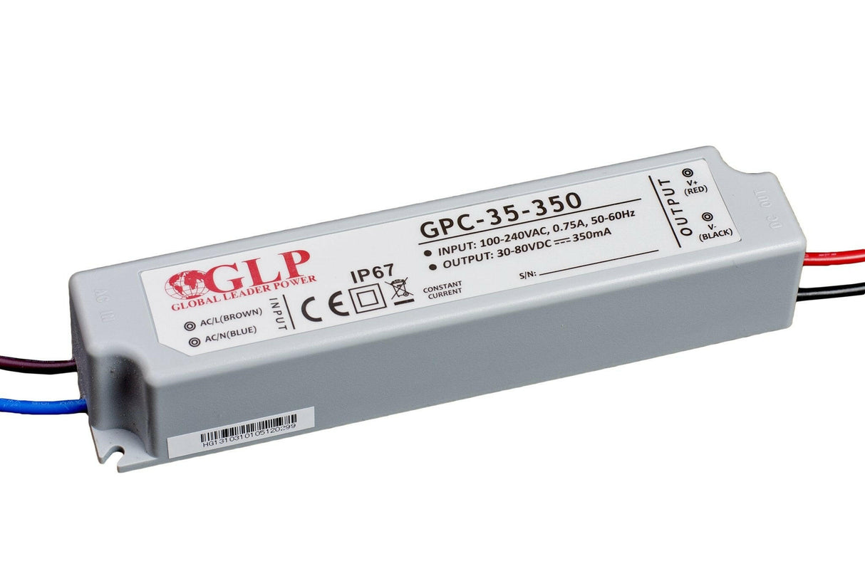 GPC-35: LED-Netzteil, 35 W Serie, IP67, konstant Strom, 30-80 V DC / 350 mA.