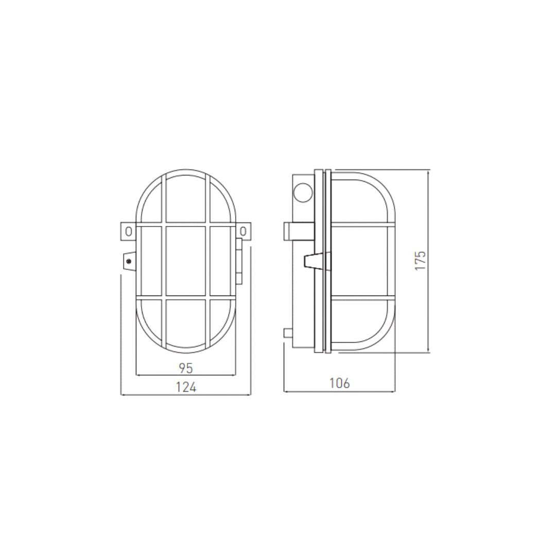 LED Aufbau Deckenleuchte, Kellerleuchte, E27, max. 40W, IP44, Kunststoffgitter, schwarz.
