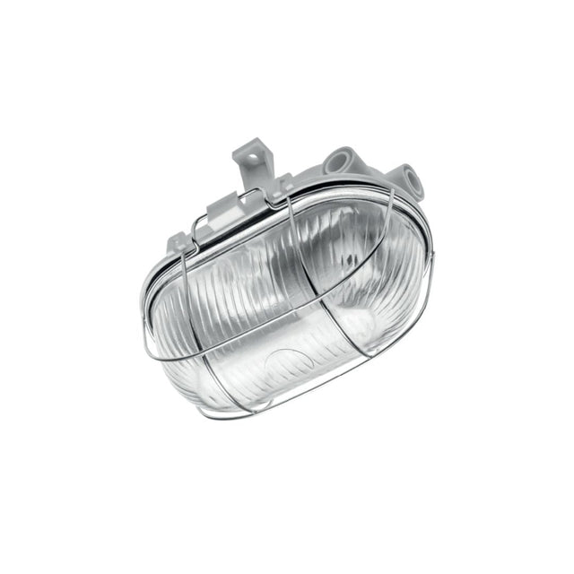 LED Aufbau Deckenleuchte, Kellerleuchte, E27, max. 40W, IP54, Metallgitter, weiß.