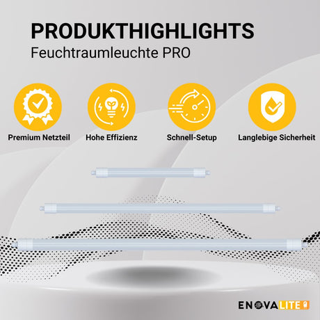 LED Feuchtraumleuchte PRO, 65cm, 18W, 2070 lm, 4000K (neutralweiß), IP65, OSRAM-Netzteil, Steckklemme, durchschleifbar.