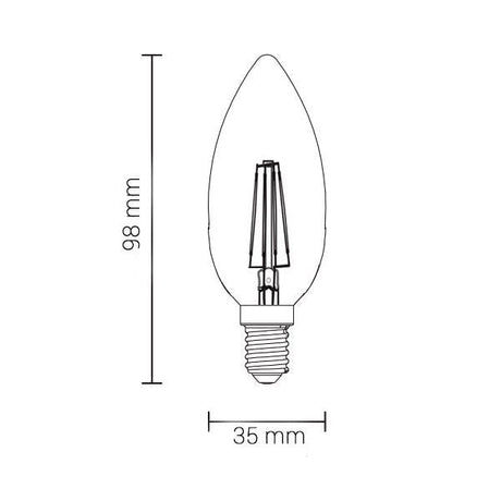LED-Filament-Leuchtmittel, 4 W, 400 Lumen, E14, 2700K, warmweiß.