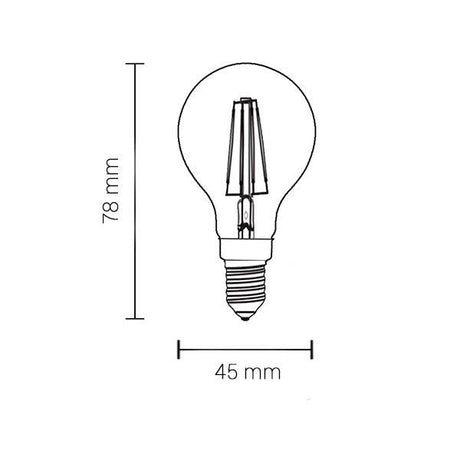 LED Filament Leuchtmittel, E14, 2W, Minibulbform, 200 Lumen, 4500K.