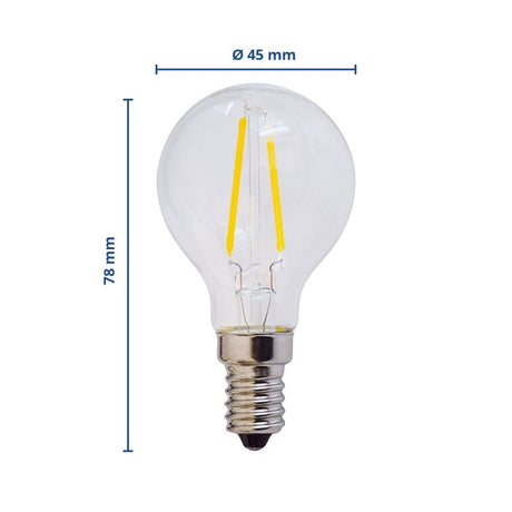 LED Filament Leuchtmittel E14, G45, 4 W, 400 lm, 6000 K.