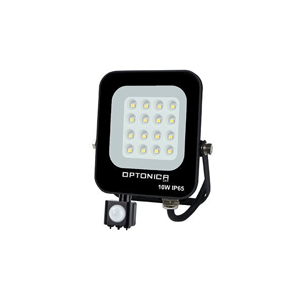 LED-Fluter, 10 W, 2700 K, IP65, Bewegungsmelder, schwarz.