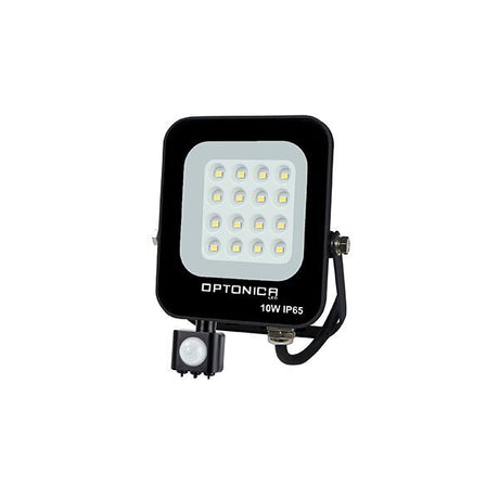 LED-Fluter, 10 W, 2700 K, IP65, Bewegungsmelder, schwarz.