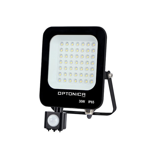 LED-Fluter, 30 W, 4500 K, IP65, Bewegungsmelder, schwarz.