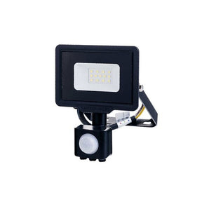 LED-Fluter mit PIR-Sensor, 10 W, 800 lm, 4500 K, IP65, schwarz.