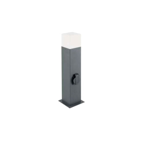 LED Gartenleuchte E27 mit Steckdose, Wegeleuchte, 50 cm Säule, IP44, graphit.