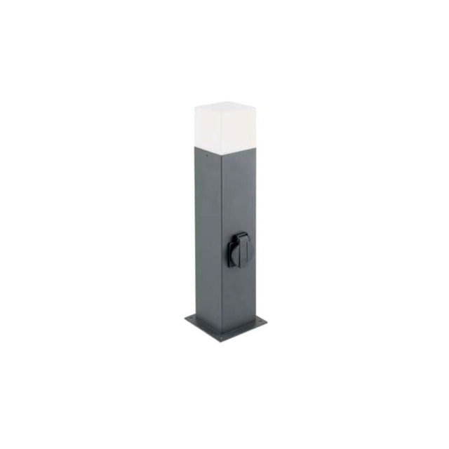LED Gartenleuchte E27 mit Steckdose, Wegeleuchte, 50 cm Säule, IP44, graphit.