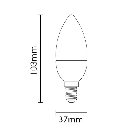 LED-Leuchtmittel, 6W, 480 Lumen, E14, Kerzenform.