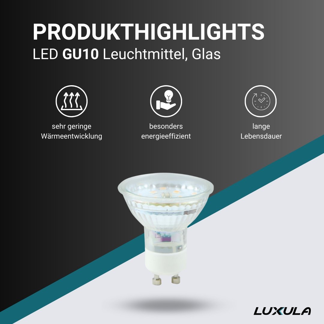 LED Leuchtmittel GU10, MR16, 5W, 525lm, 2700K, 110°, Glasgehäuse.