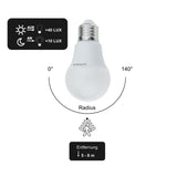 LED Leuchtmittel mit Dämmerungs und Bewegungs-Sensor, E27, A60, 9W, 911lm, 2700K.