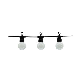 LED-Lichterkette, 10 Leuchtmittel, warmweiß, 8 m, schwarz, mit Aufhängung.