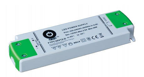 LED-Netzteil, 30 W, 12 V DC, 2,5 A, CV+CC, dimmbar.