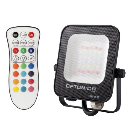 LED-SMD-Fluter mit Fernbedienung, 10 W, 800 lm, IP65, RGB.