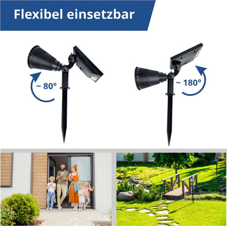 LED Solar-Gartenspot, mit Spieß, 1,5 W, 6000 K, schwarz.