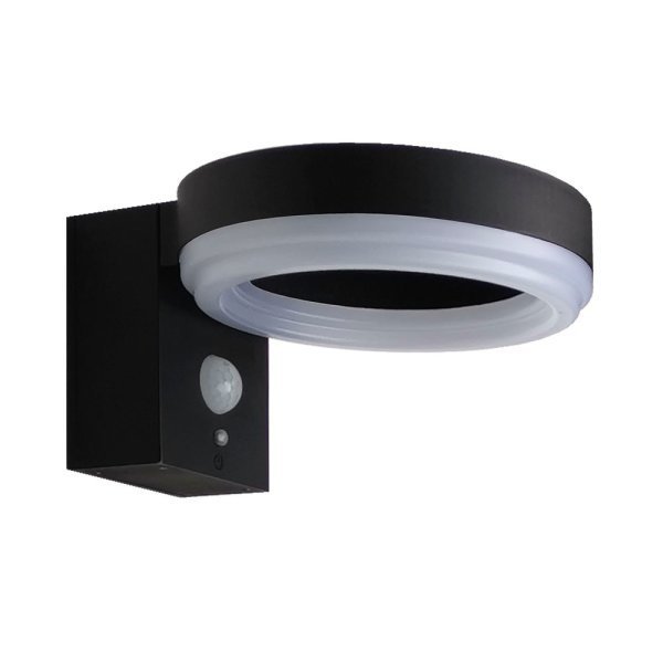 LED-Solarleuchte, Wandleuchte, 6 W, Bewegungsmelder, rund.