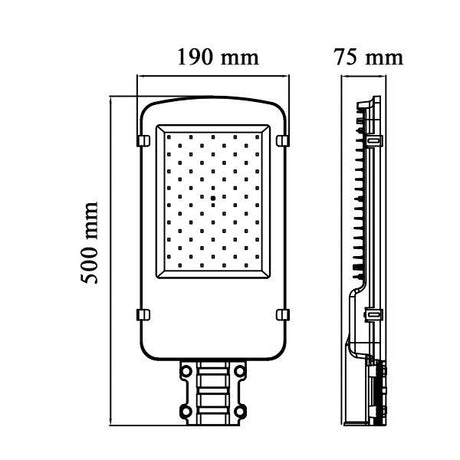 LED Straßenlampe, 8000 lm, 80 W, IP65, 6000 K, Zopfmaß 60mm.