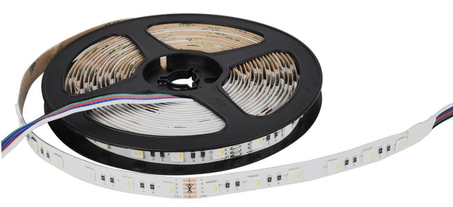 LED-Streifen, RGB und kaltweißes Licht, 5 Meter Länge, 60LED/m, 24 V, 10 mm.