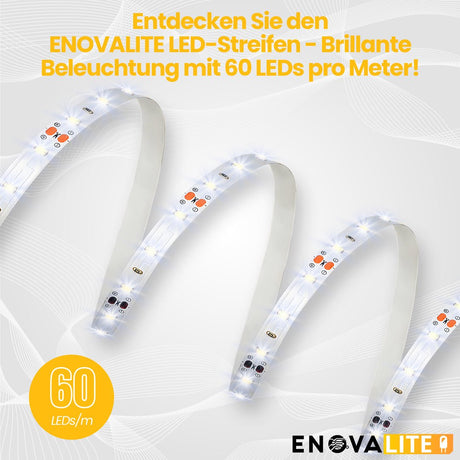 LED-Streifen, RGB und kaltweißes Licht, 5 Meter Länge, IP54, 60LED/m, 24 V, 10 mm.