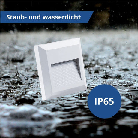 LED Stufenleuchte, 2 W, 80 lm, IP65, warmweiß (3000K), weiß, rechteckig.